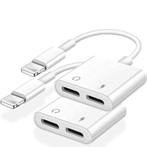 Dual 2in1 Lightning Headphone Audio & Charger Adapter Splitter (2Pack)